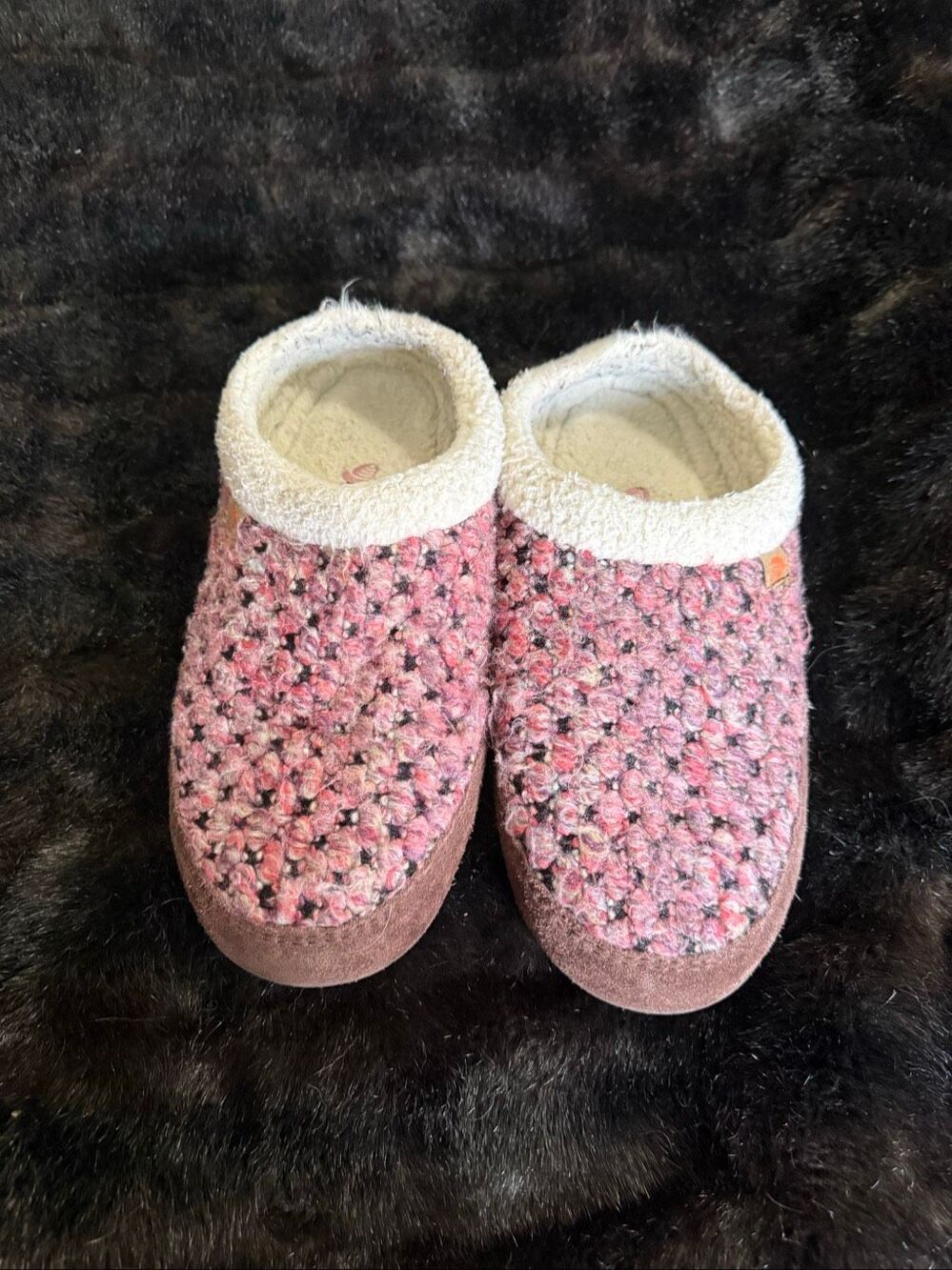 ACORN WOMENS SLIPPERS 9.5 - 10.5 JAM Raspberry MULE CLOG BERBER LINED